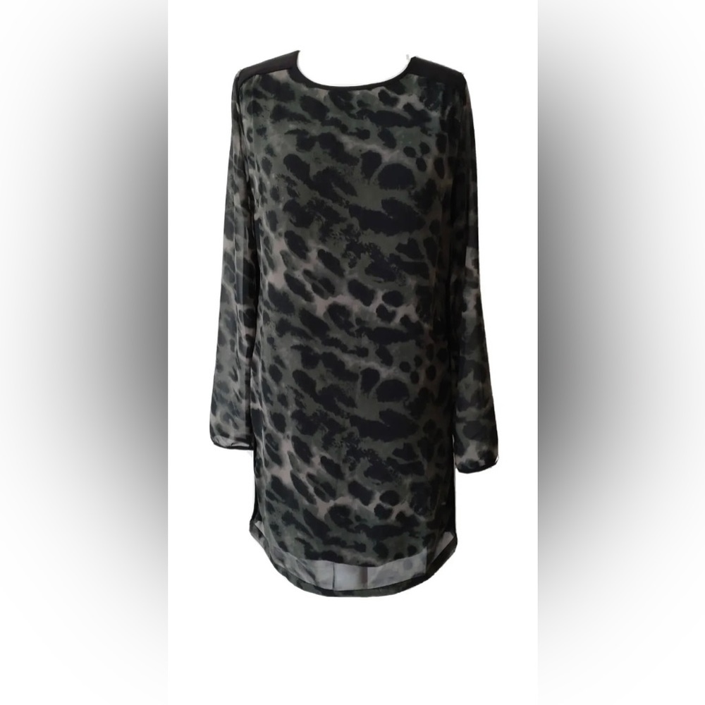 RELIGION Size XS OLIVE BLACK LEOPARD ANIMAL PRINT MINI DRESS